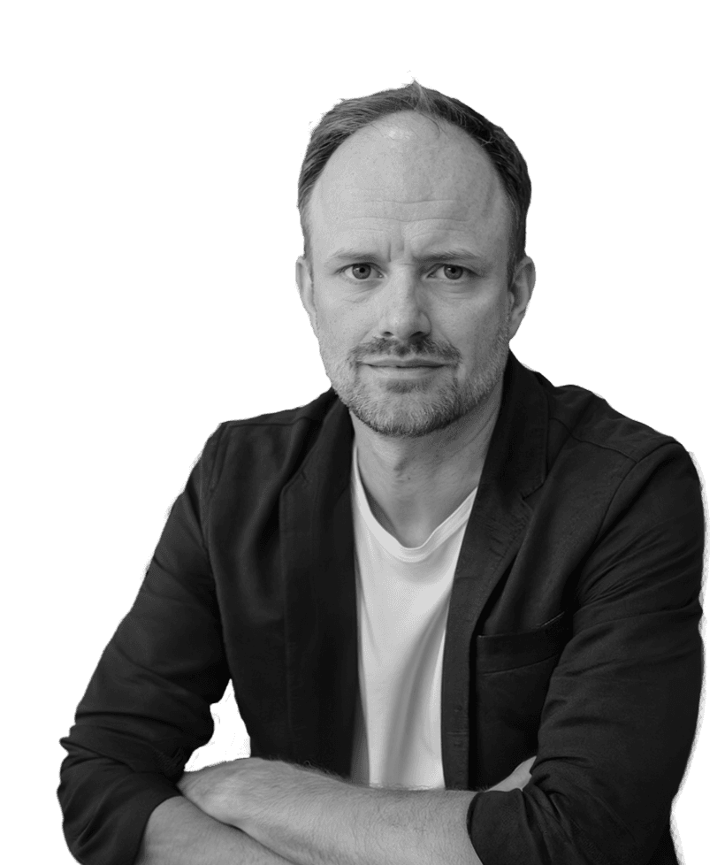 A black and white photo of the the founder of Commisioning Manager.com, Jeremy Curtis